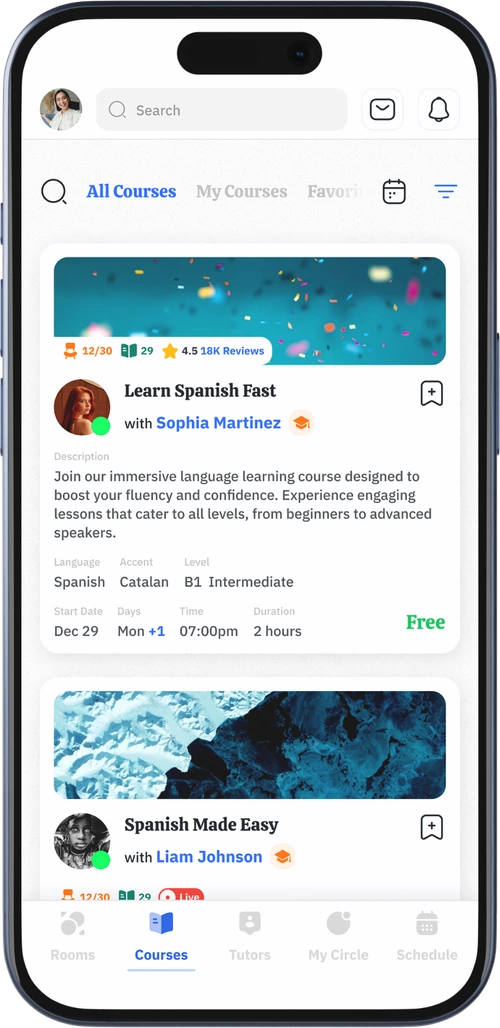 Lingoline courses on mobile